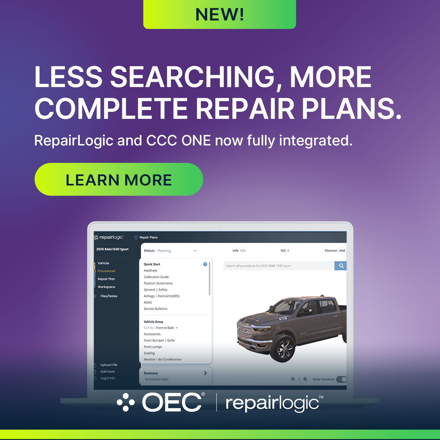 RepairLogic and CCC ONE integration paid social graphic