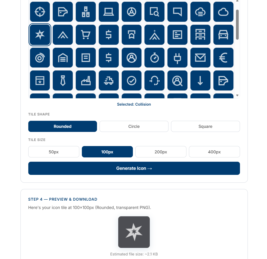 Icon Creator application interface